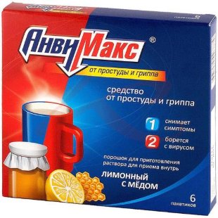 Изображение Анвимакс порошок для приготовления раствора для приема внутрь 5г №6 лимон + мед Анвимакс порошок для приготовления раствора для приема внутрь 5г №6 лимон + мед. Фото